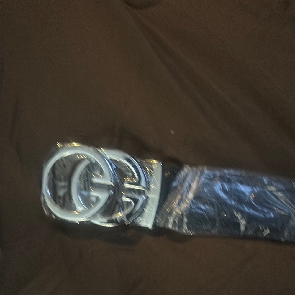 COPY - Gucci Black Belt with Silver GG Emblem